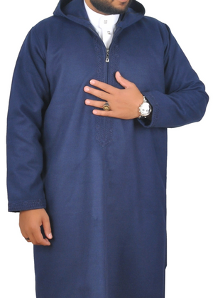 Djellaba Homme Hiver – Bleu Nuit
